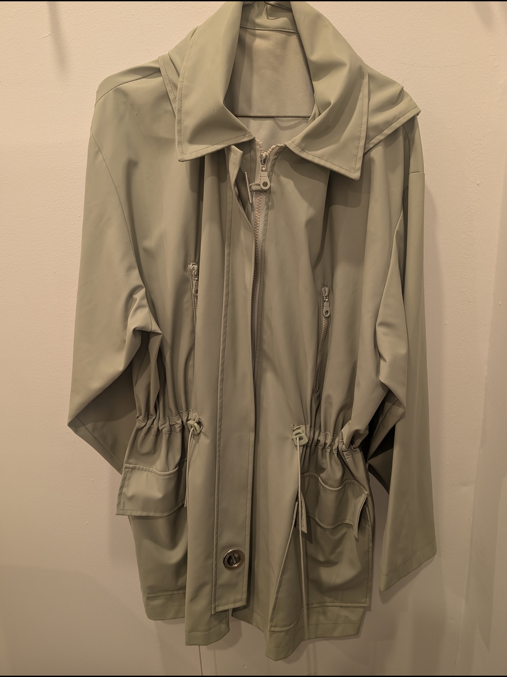 Womens Sage Drawstring Trench Coat